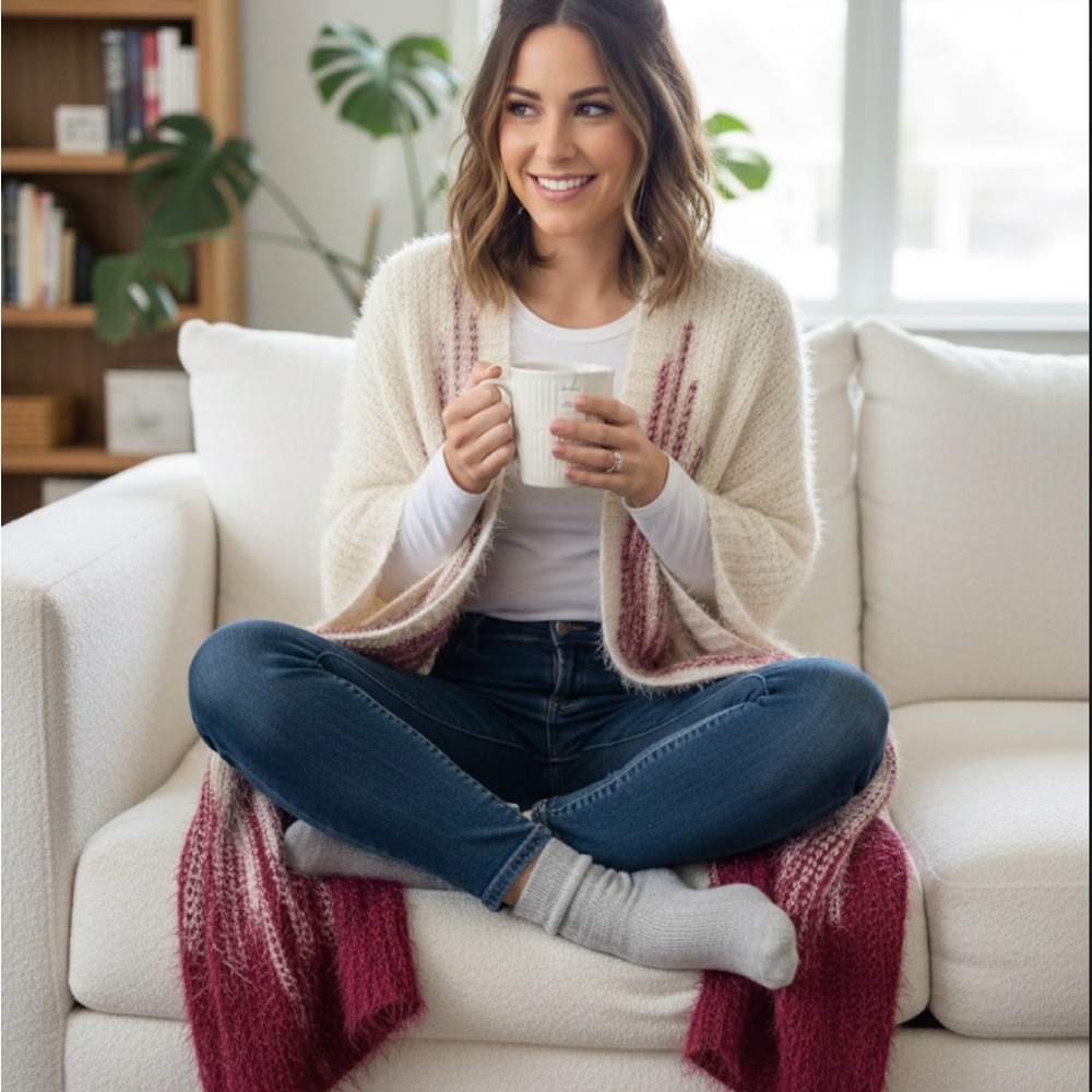 Elegant Cream and Red Women's Sweater